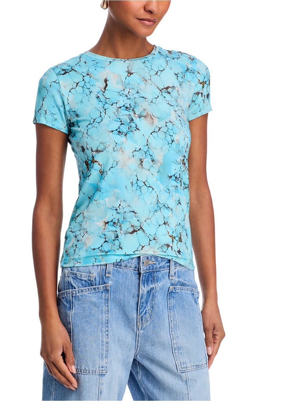 L’AGENCE Ressi turquoise stone crewneck short sleeve top small